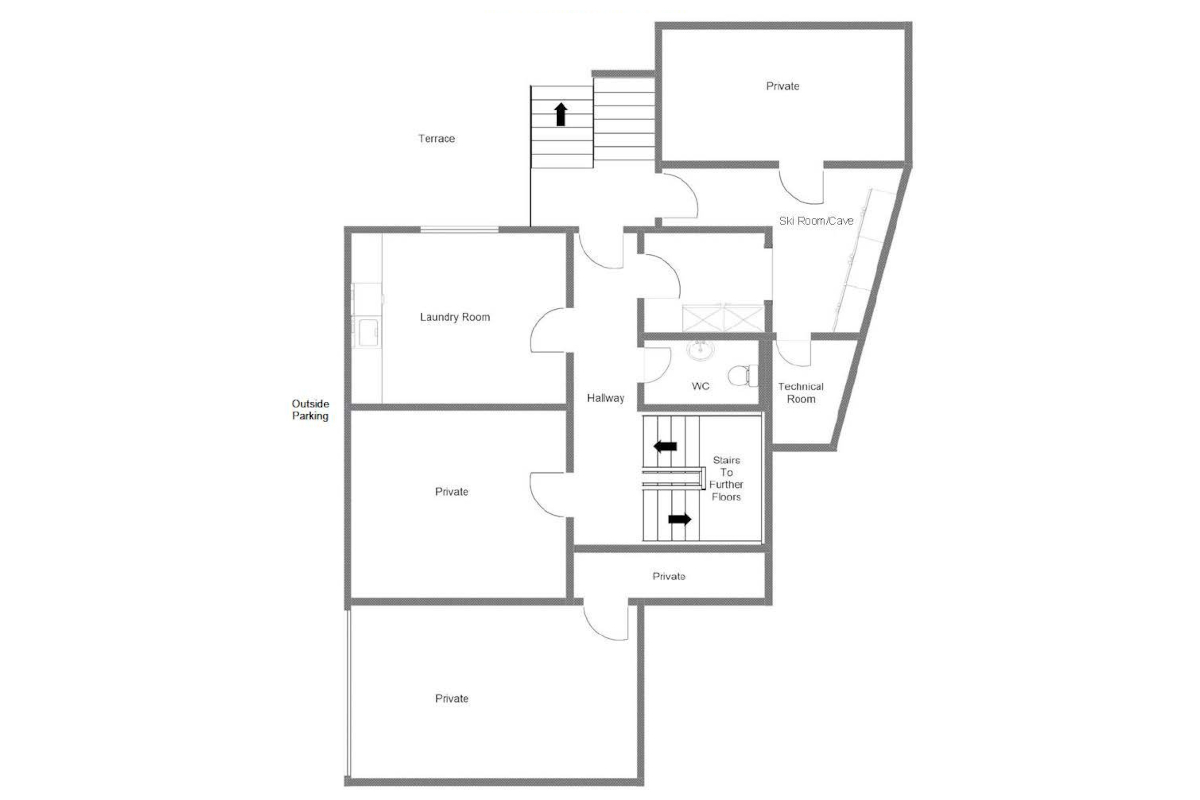 Chalet Melilot Verbier floor plan lower ground floor