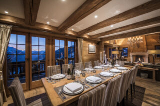 Dining table with views at Chalet Milou in Verbier