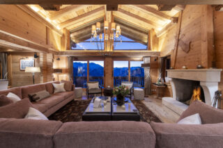 Lounge space with mountain views at Chalet Milou in Verbier