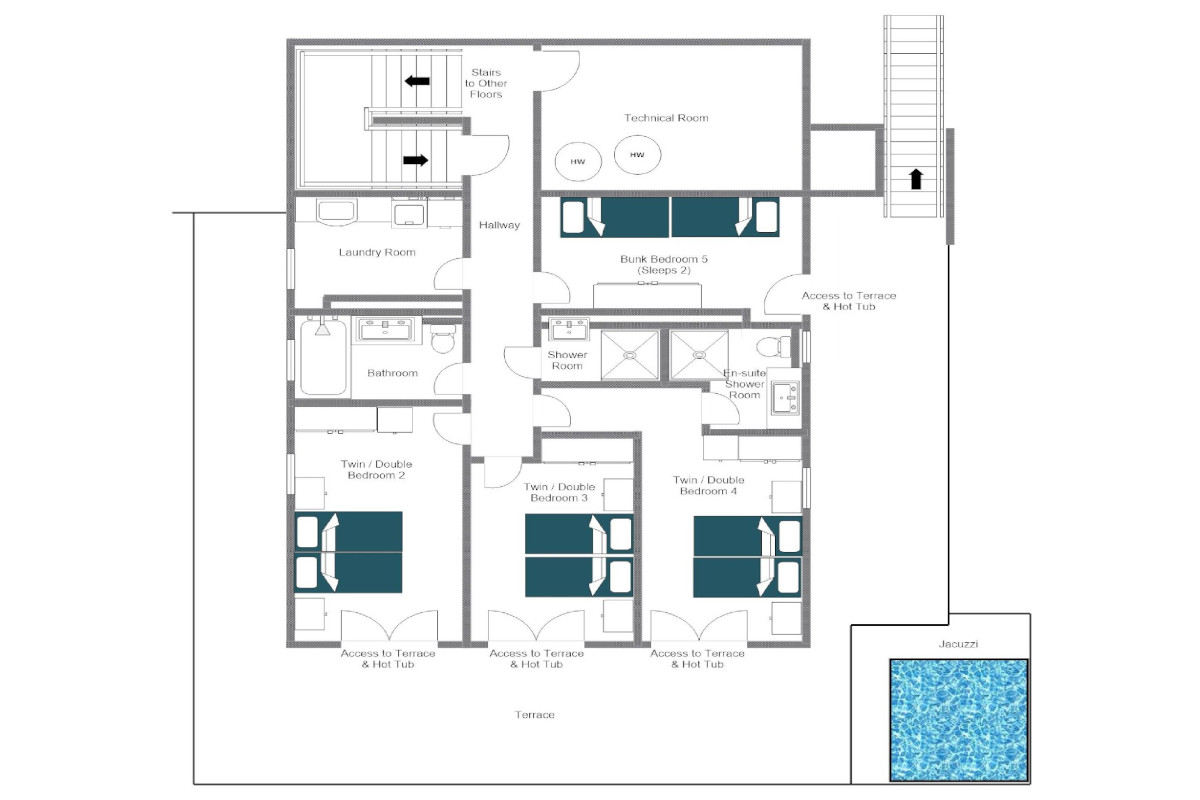 Chalet Mowgli in Verbier floor plan of ground floor