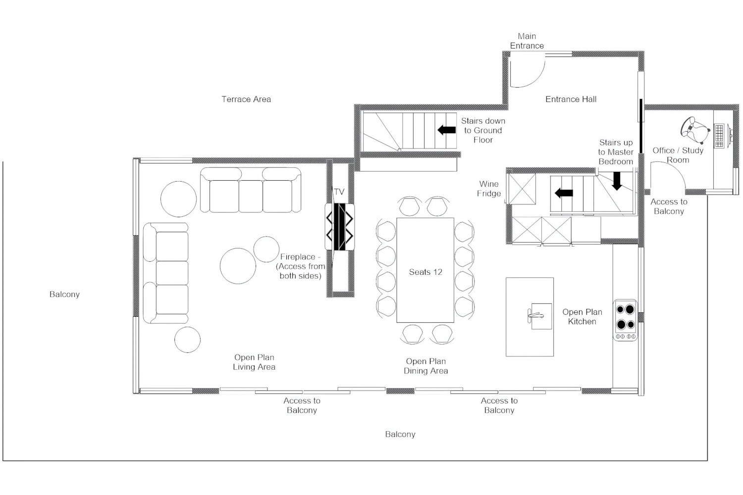 Chalet Petheo Verbier floor plan of first floor