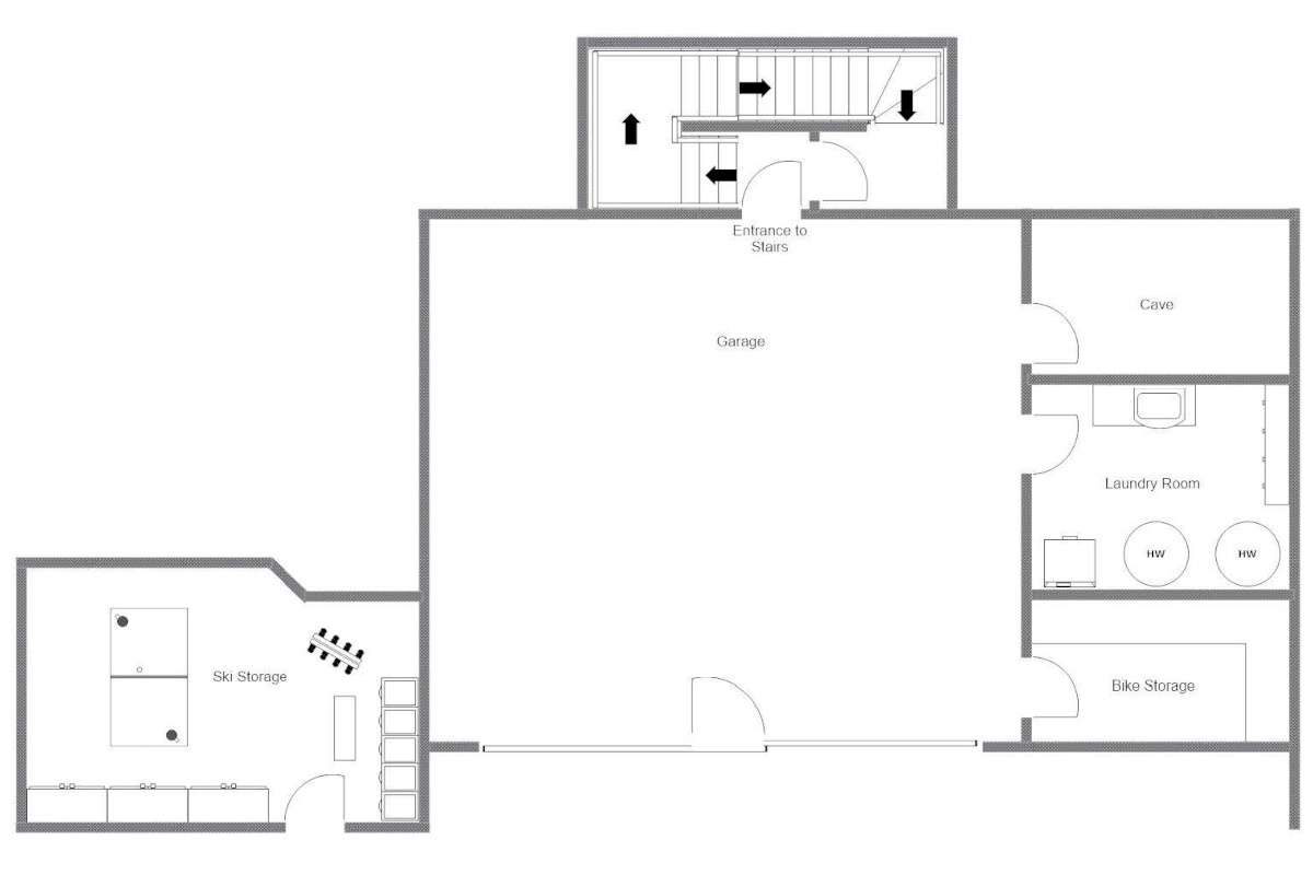 Chalet Petit Ours Verbier floor plan of ground floor