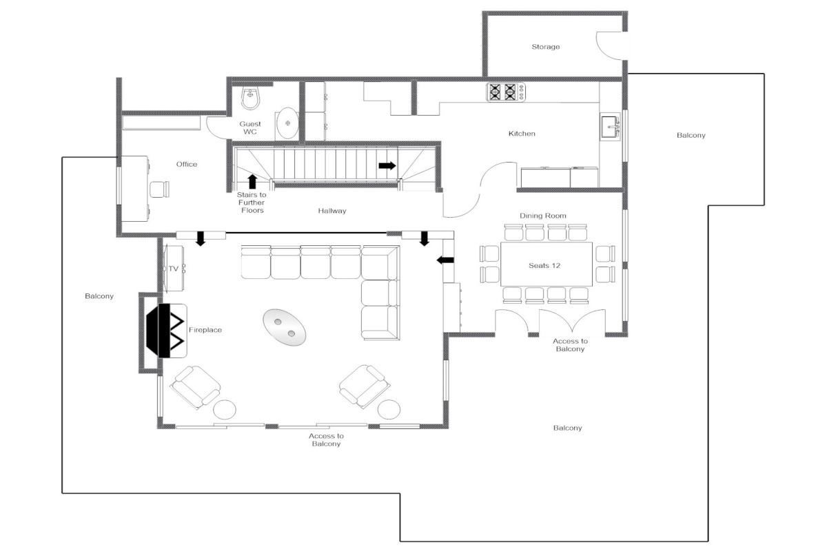 Chalet Petit Ours Verbier floor plan of second floor