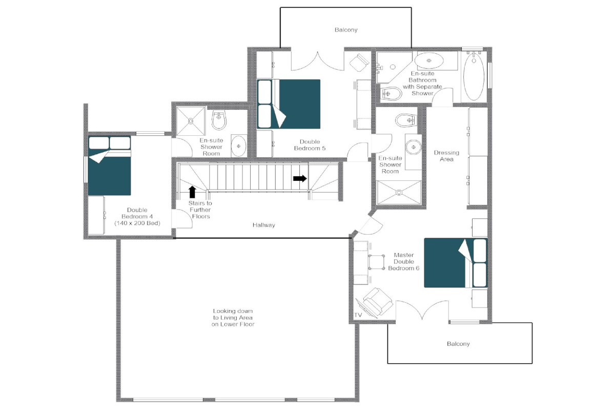 Chalet Petit Ours Verbier floor plan of top floor