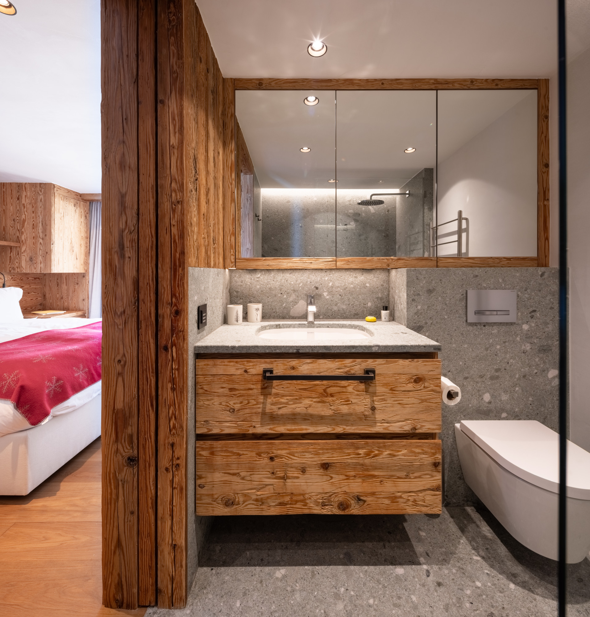 Bedroom three en suite shower room at Chalet Pierrier in Verbier