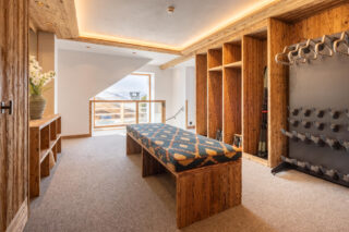 Top floor ski room at Chalet Pierrier in Verbier