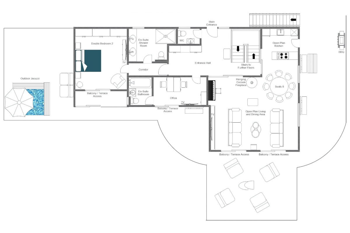 Chalet Ranch in Verbier floor plan first floor