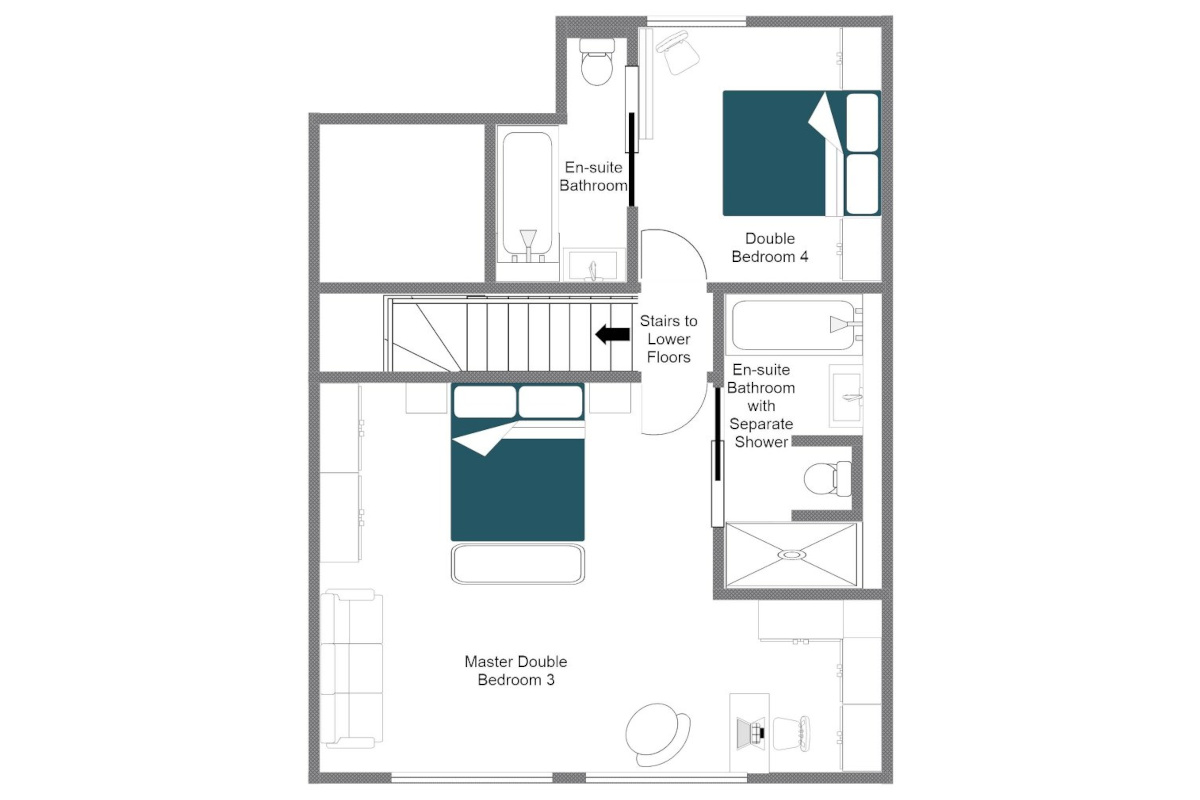Chalet Roselle Verbier floor plan of top floor