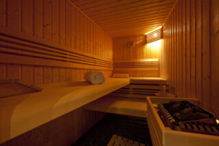 Sauna in the shared spa area at Apartment Silver in Verbier