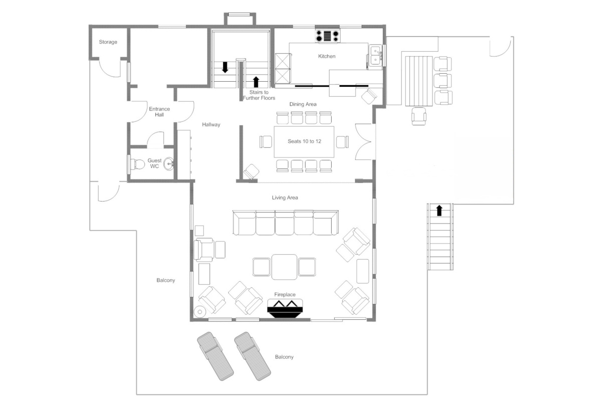 Chalet Tesseln in Verbier floor plan of first floor