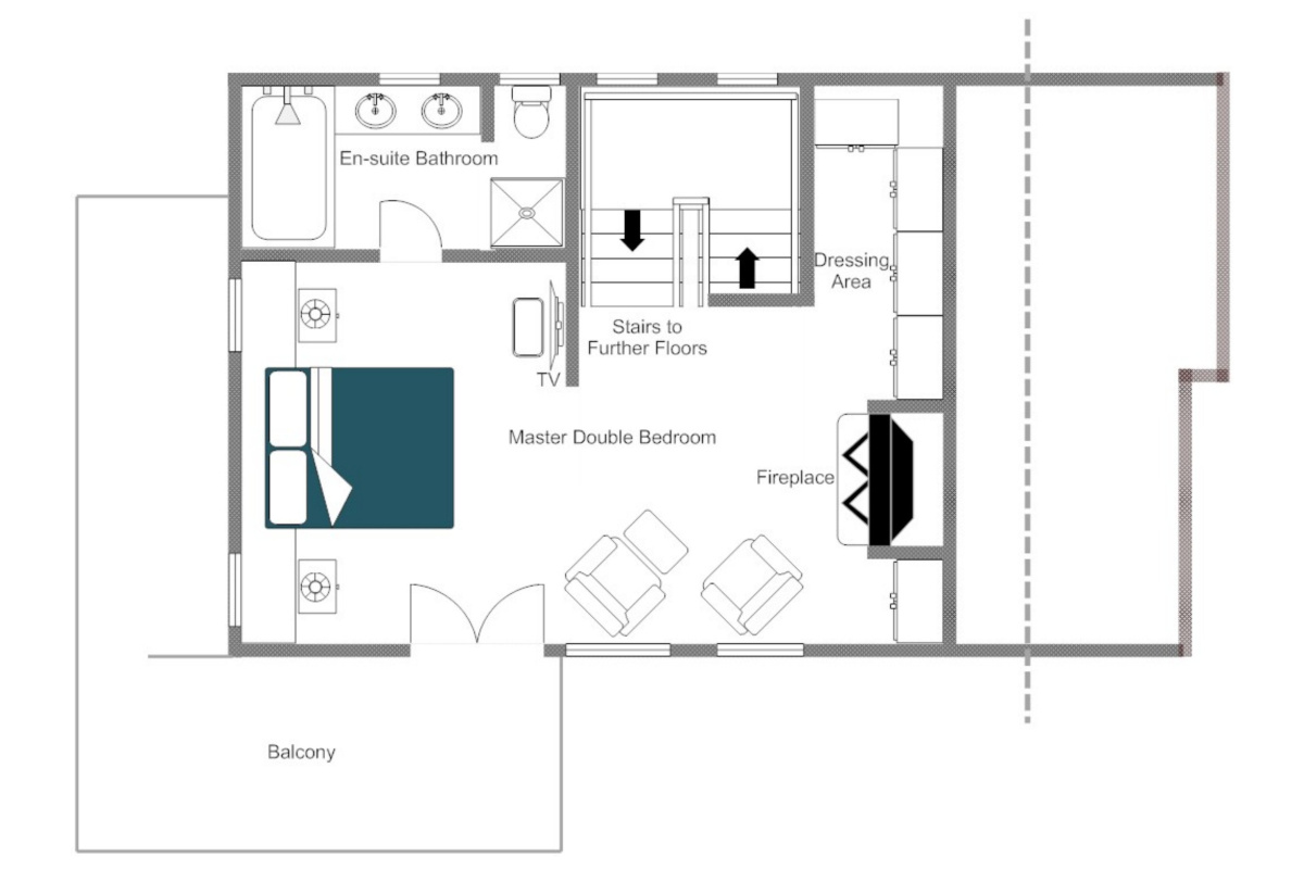 Chalet Tesseln in Verbier floor plan of top floor