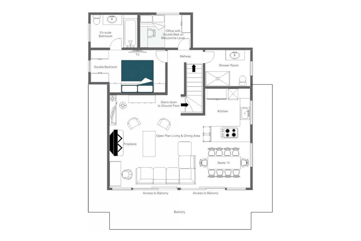 Chalet Toundra Verbier floor plan of first floor