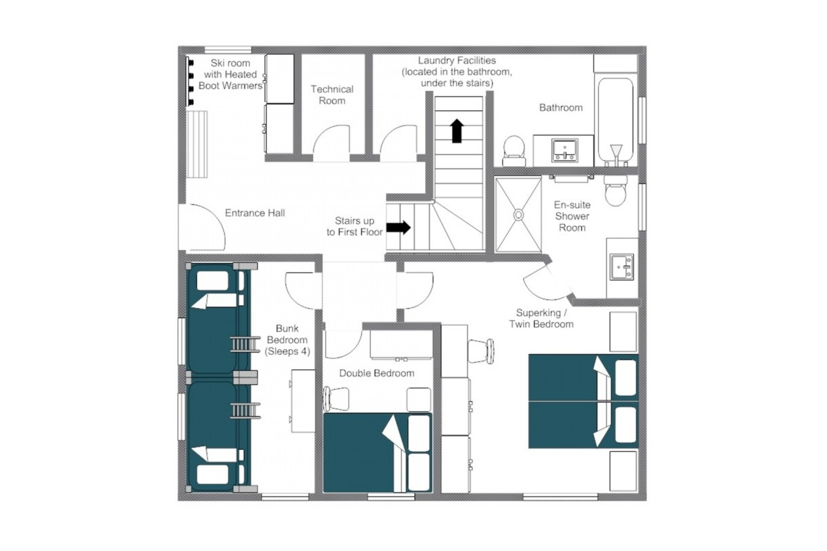 Chalet Toundra Verbier floor plan of ground floor