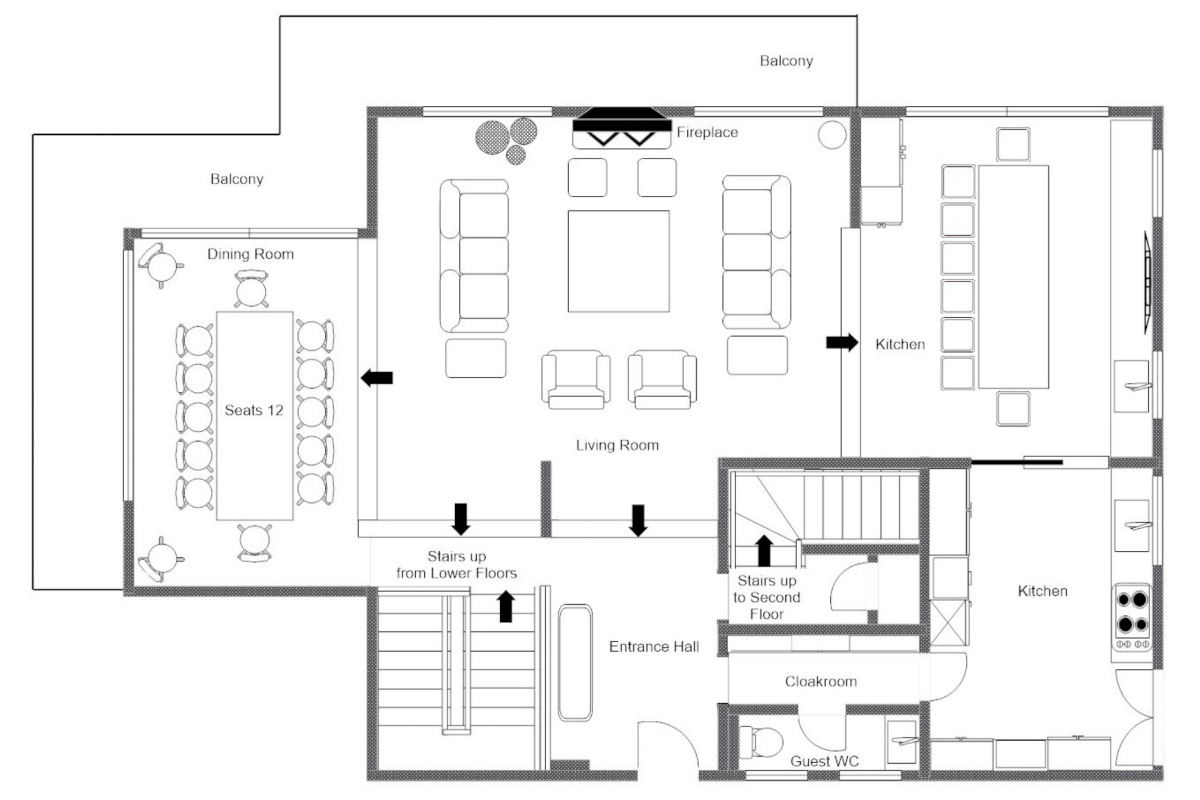 Chalet Vicuna Verbier floor plan first floor