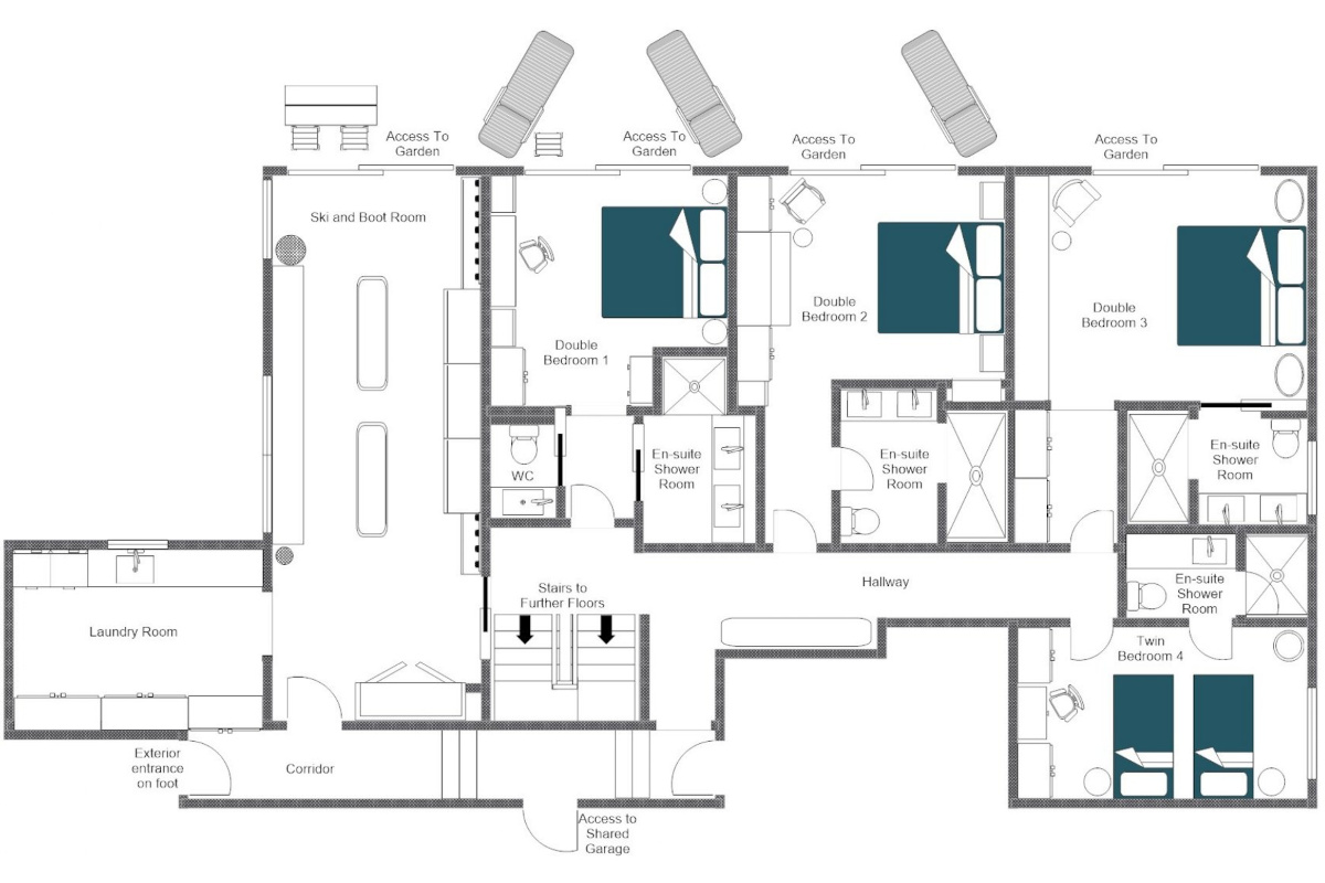 Chalet Vicuna in Verbier floor plan ground floor