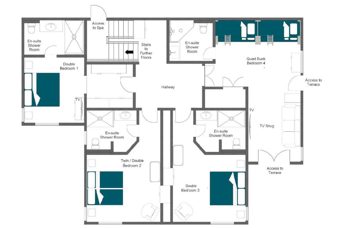 Chalet Virmadisa Verbier main house floor plan of lower ground floor