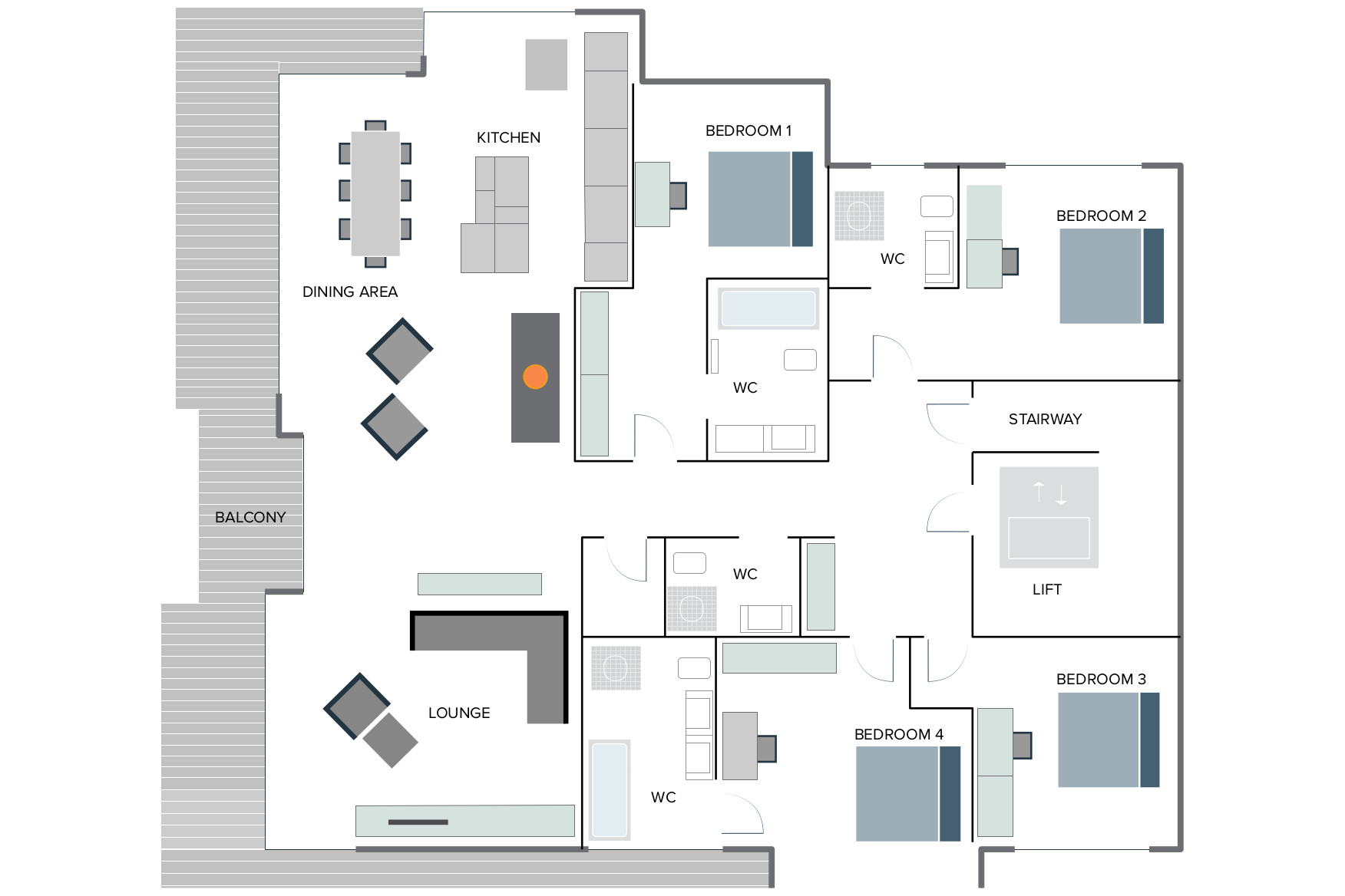 Penthouse Aria Zermatt floor plan of third floor