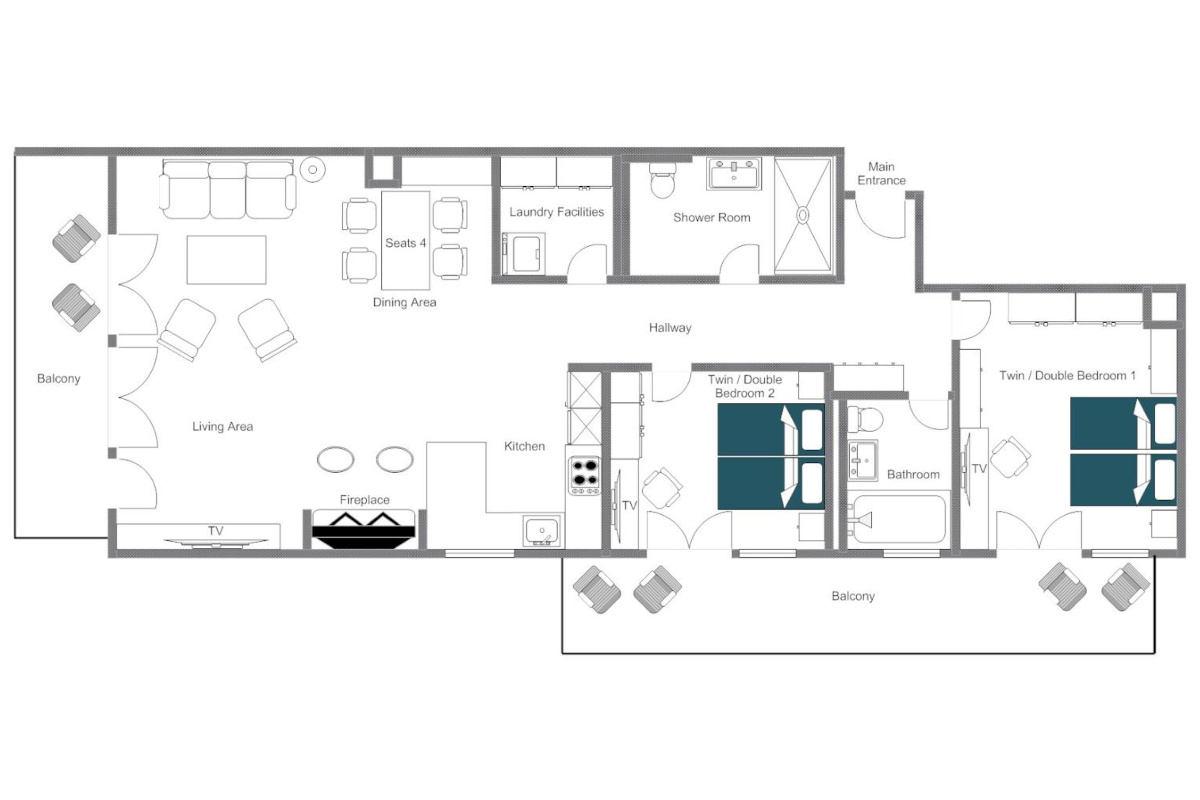 Christiania Apartment 5 in Zermatt floor plan of first floor