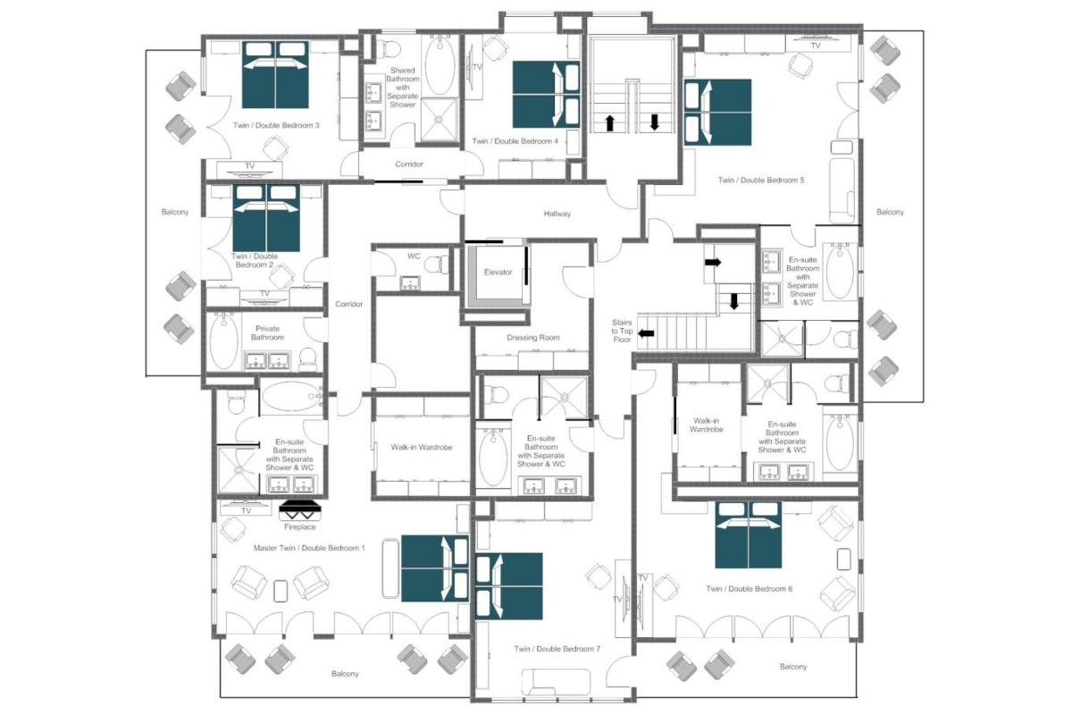 Christiania Penthouse Zermatt floor plan of third floor