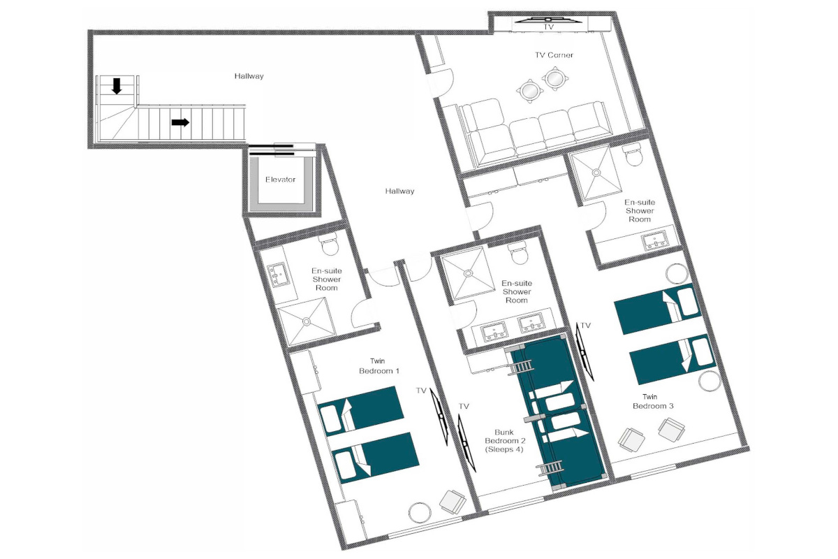 Chalet Elbrus Zermatt floor plan of First floor