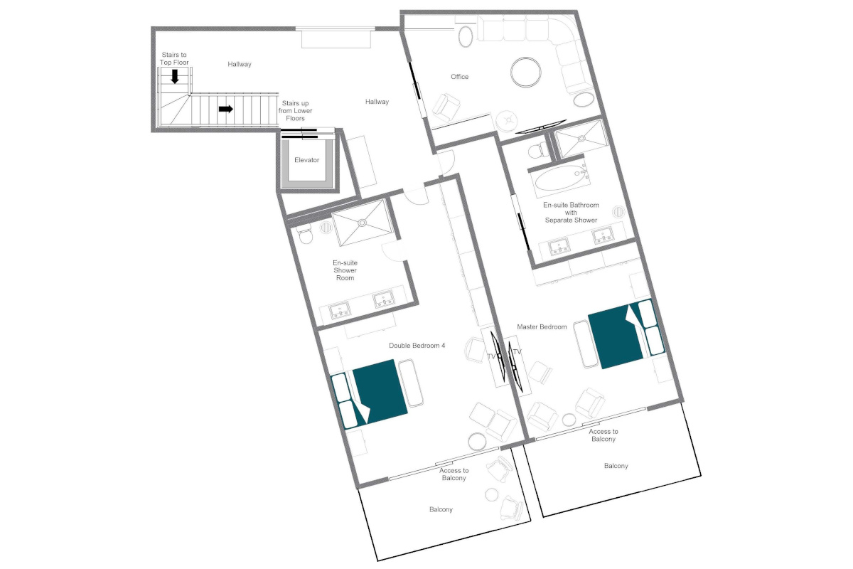 Chalet Elbrus Zermatt floor plan of Second floor