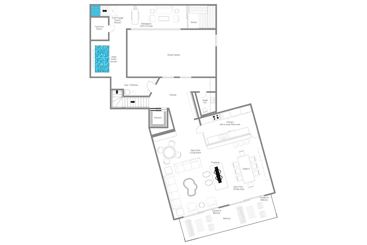 Chalet Elbrus Zermatt floor plan of Top floor