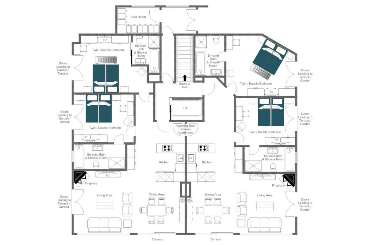 Apartment Elena in Zermatt floor plan ground floor