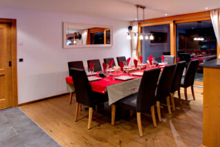 Dining table seating ten at Chalet Gemini in Zermatt