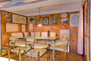 Breakfast table on the mezzanine at the Heinz Julen Loft in Zermatt