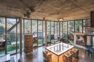 View from the living space over the resort from the elevated location of the Heinz Julen Loft in Zermatt