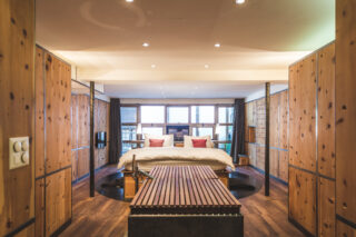 Master bedroom suite at the Heinz Julen Loft in Zermatt