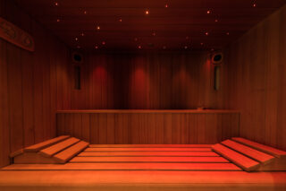 Sauna in master bedroom suite at the Heinz Julen Loft in Zermatt
