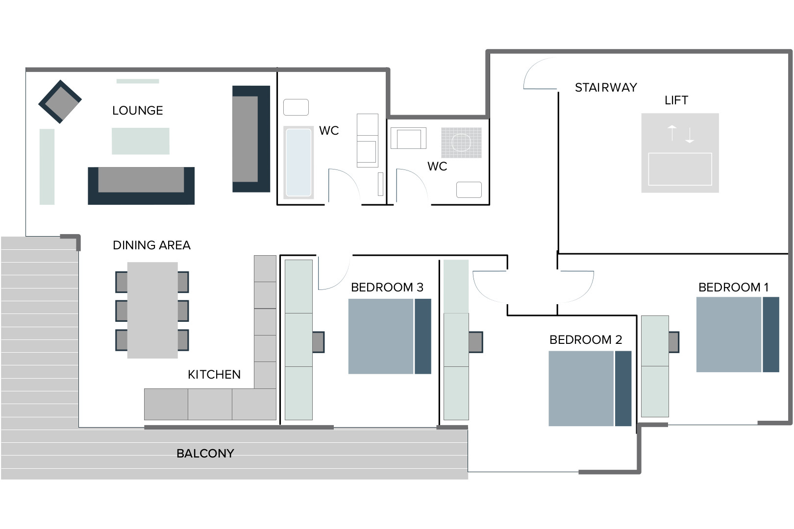 Apartment Matten Zermatt floor plan of second floor