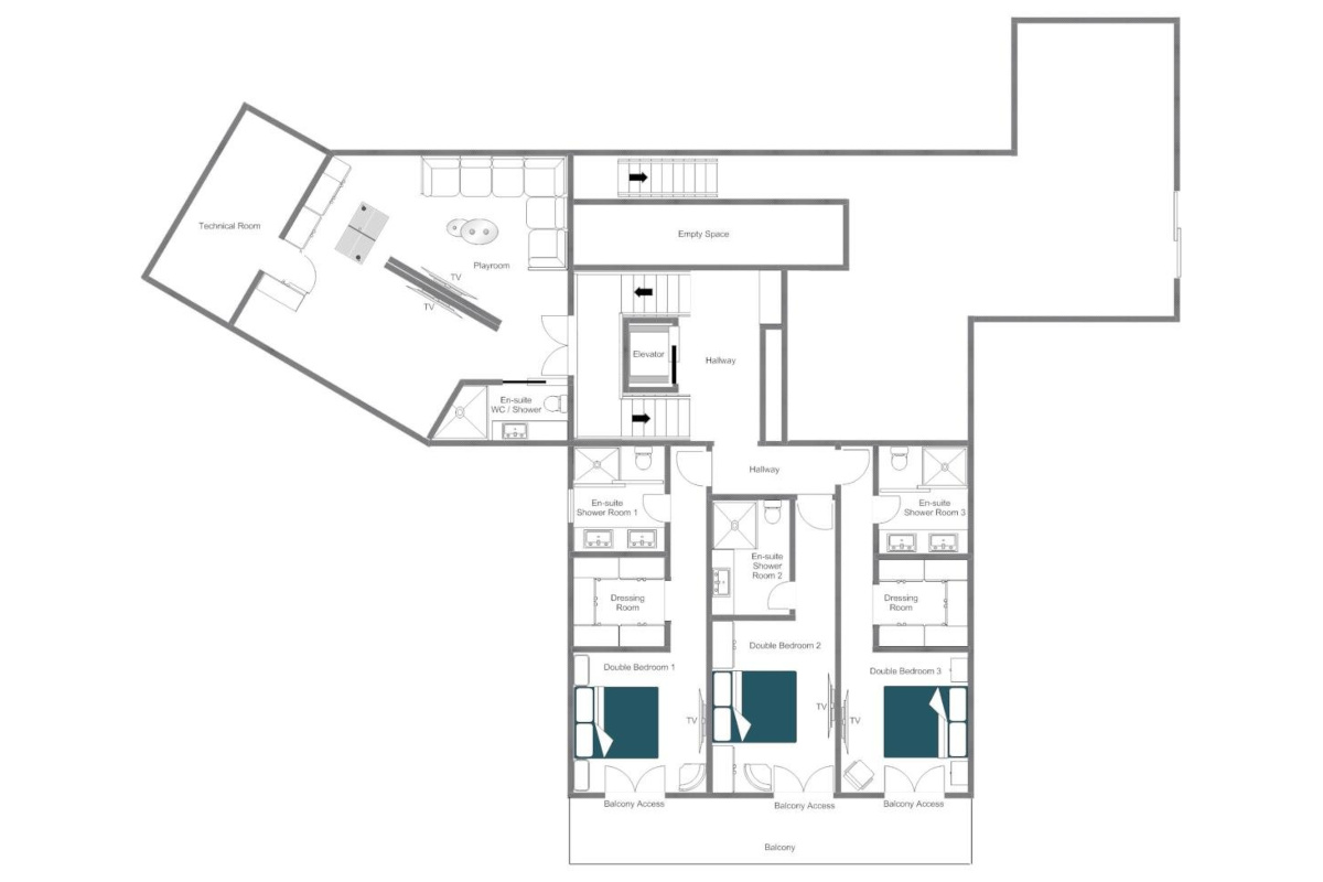 Chalet McKinley Zermatt floor plan of first floor