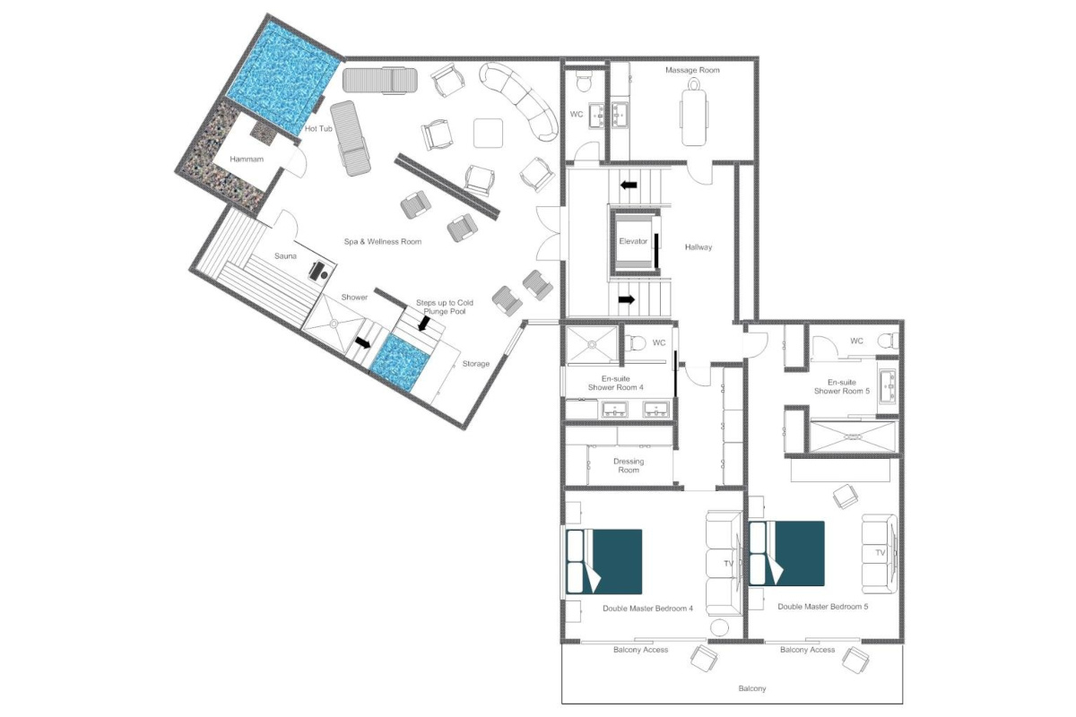 Chalet McKinley Zermatt floor plan of ground floor