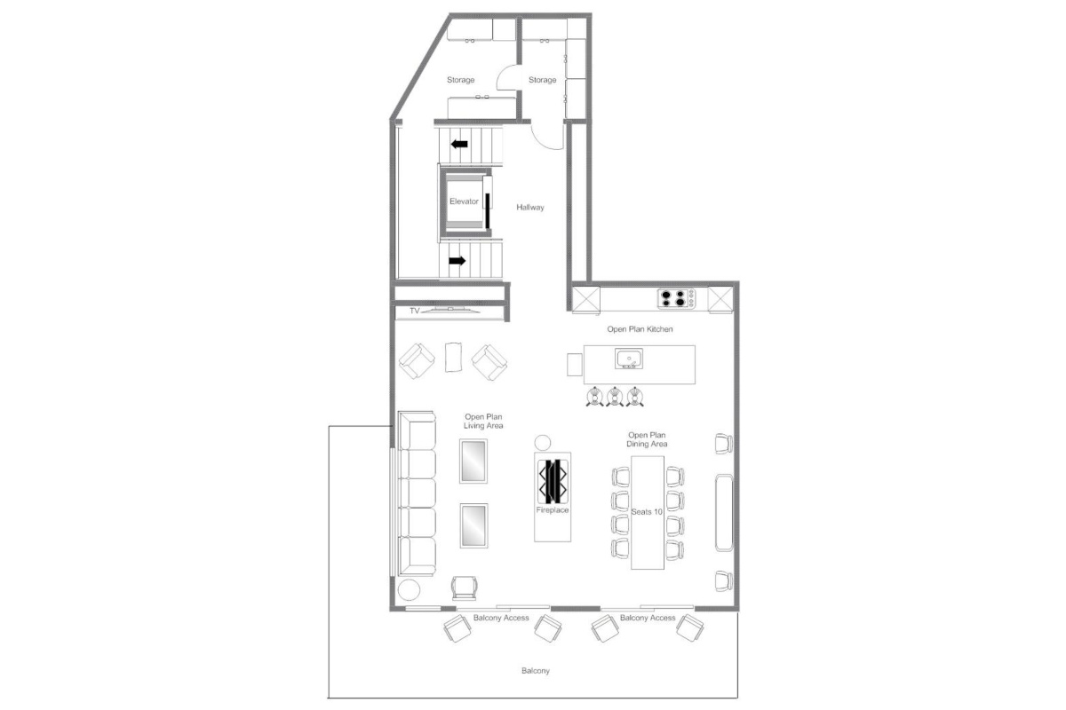 Chalet McKinley Zermatt floor plan of ground floor