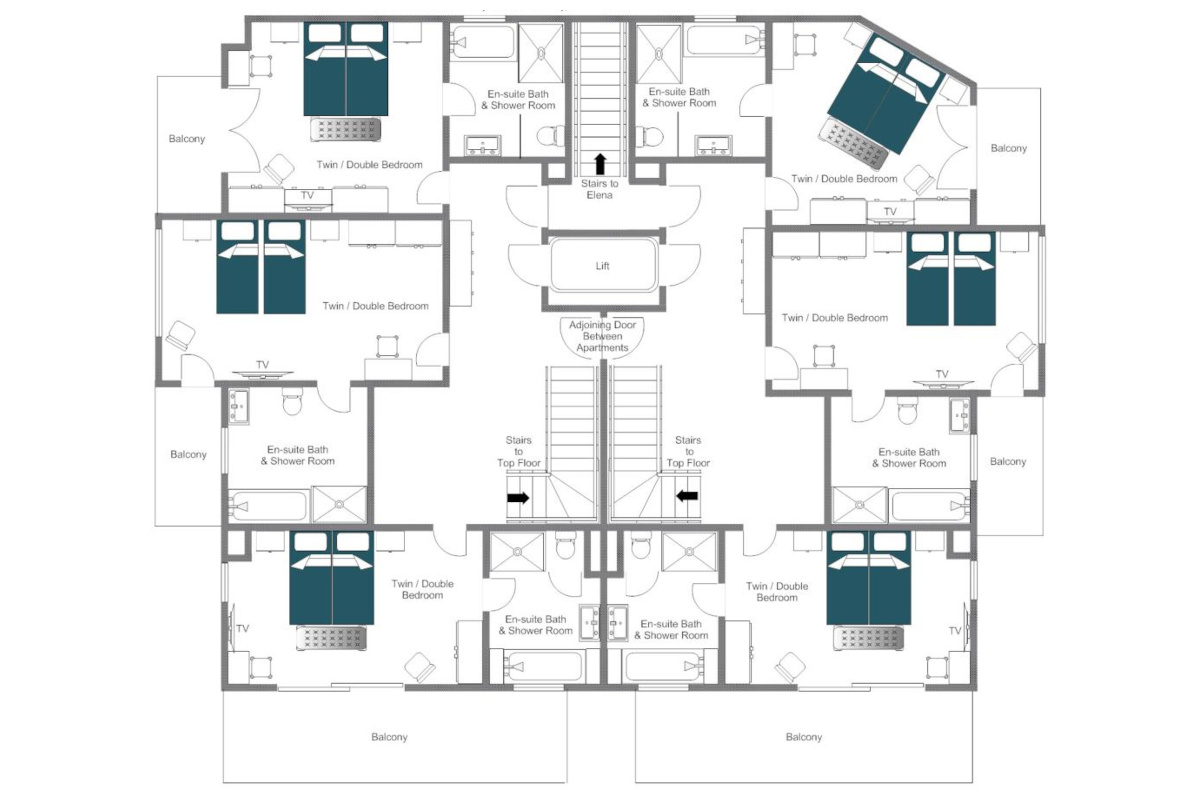 Chalet Shalimar Zermatt floor plan of first floor