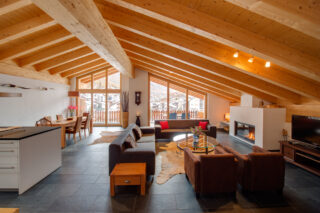 Open plan living space at Penthouse Zora in Zermatt