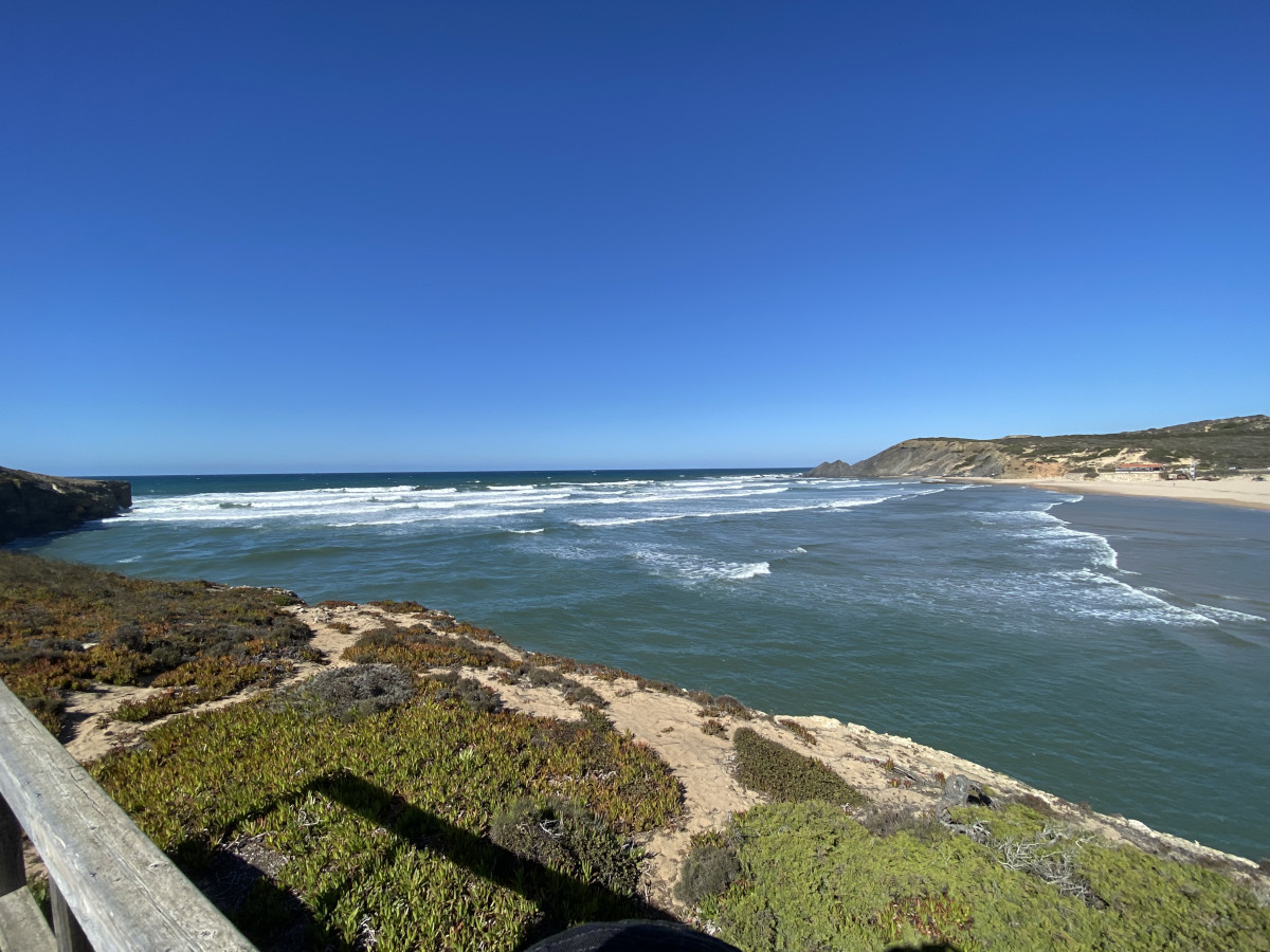 Surfing in Portugal Praia Da Amoreira surf from river mouth